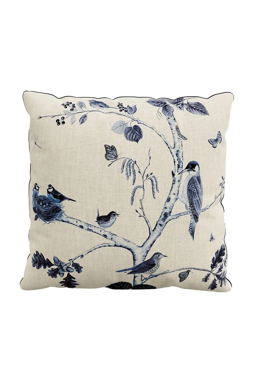 Sanderson 'Woodland Chorus' Cotton Cushion in Light Beige