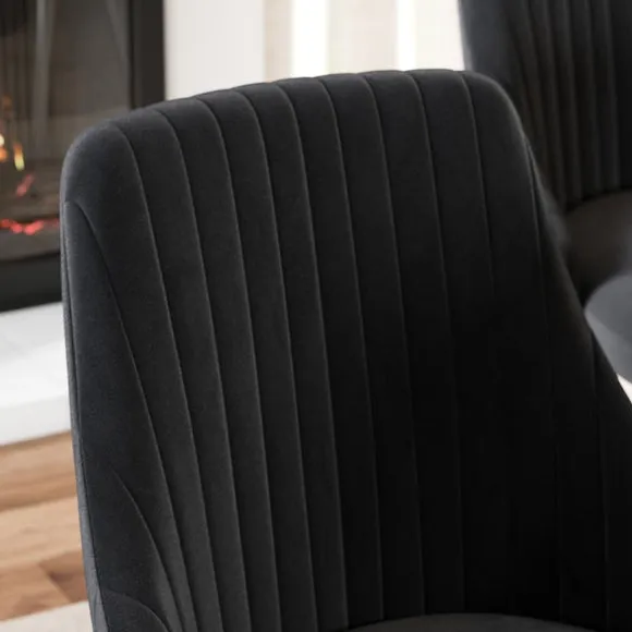 Shea Set of 2 Chrome Leg Dining Chairs, Velvet 3