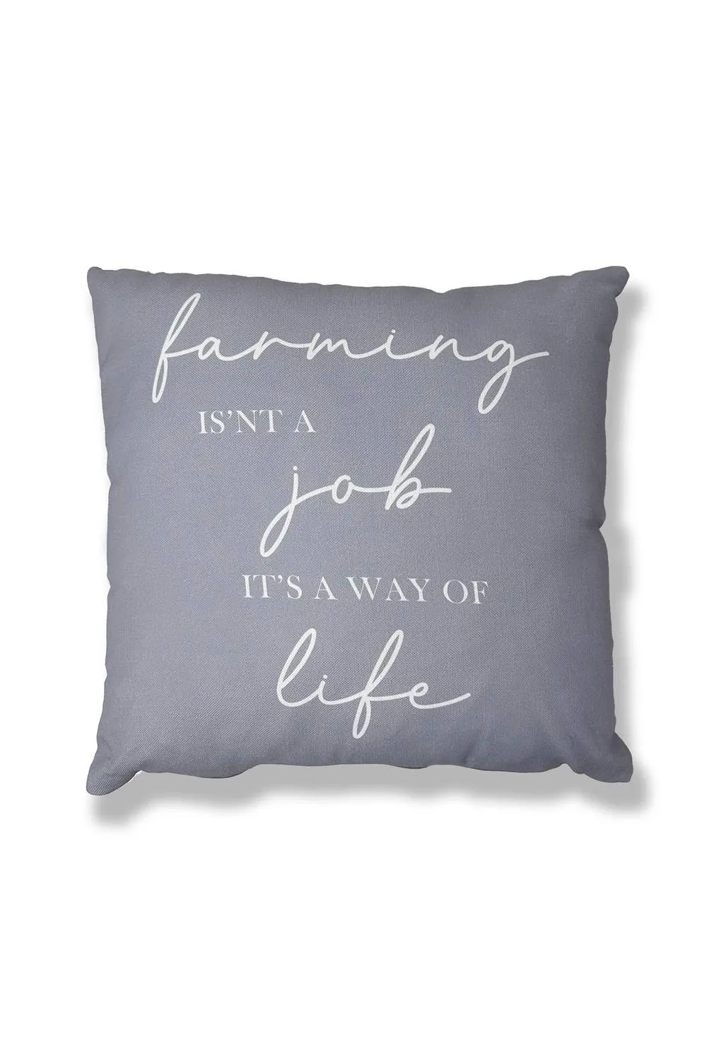 Martex Filled Cushion 100% Polyester - 45 x 45cm - Farming is a way of life in Grey