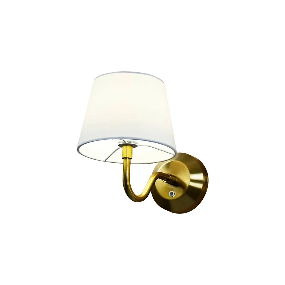 First Choice Lighting Set of 2 Hamilton - Brass Rechargeable Wall Lights with White Shades in Gold 3