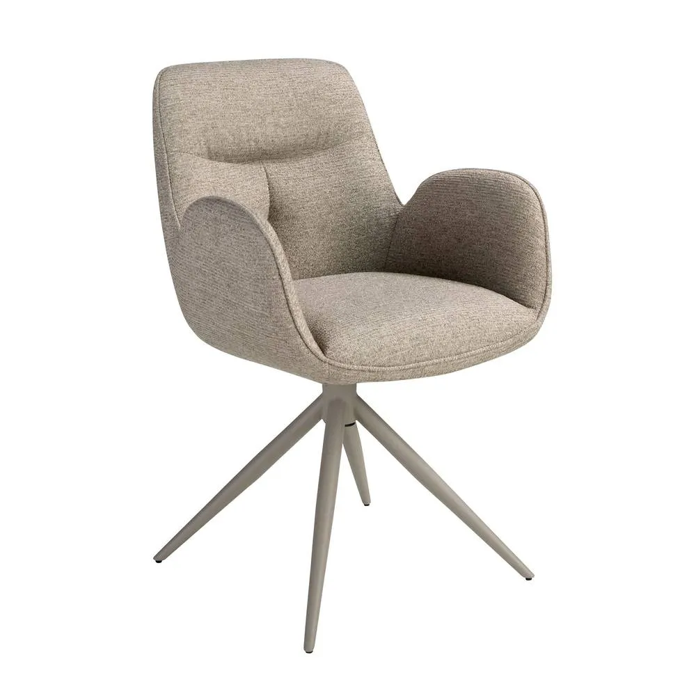 Angel Cerda Swivel Dining Chair in Fabric in Beige