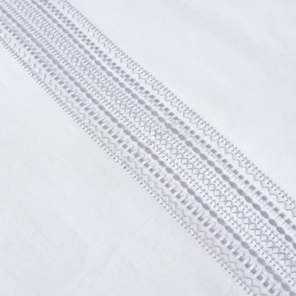 Appletree Boutique Embroidered Band 200 Thread Count 100% Cotton Duvet Cover & Pillowcase Set 4