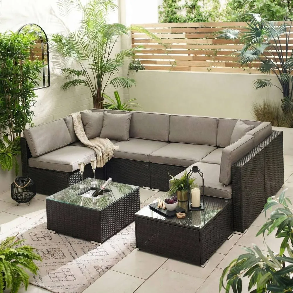 FurnitureboxUK Orlando Rattan Garden Coffee Table with Central Ice Bucket in Brown 4