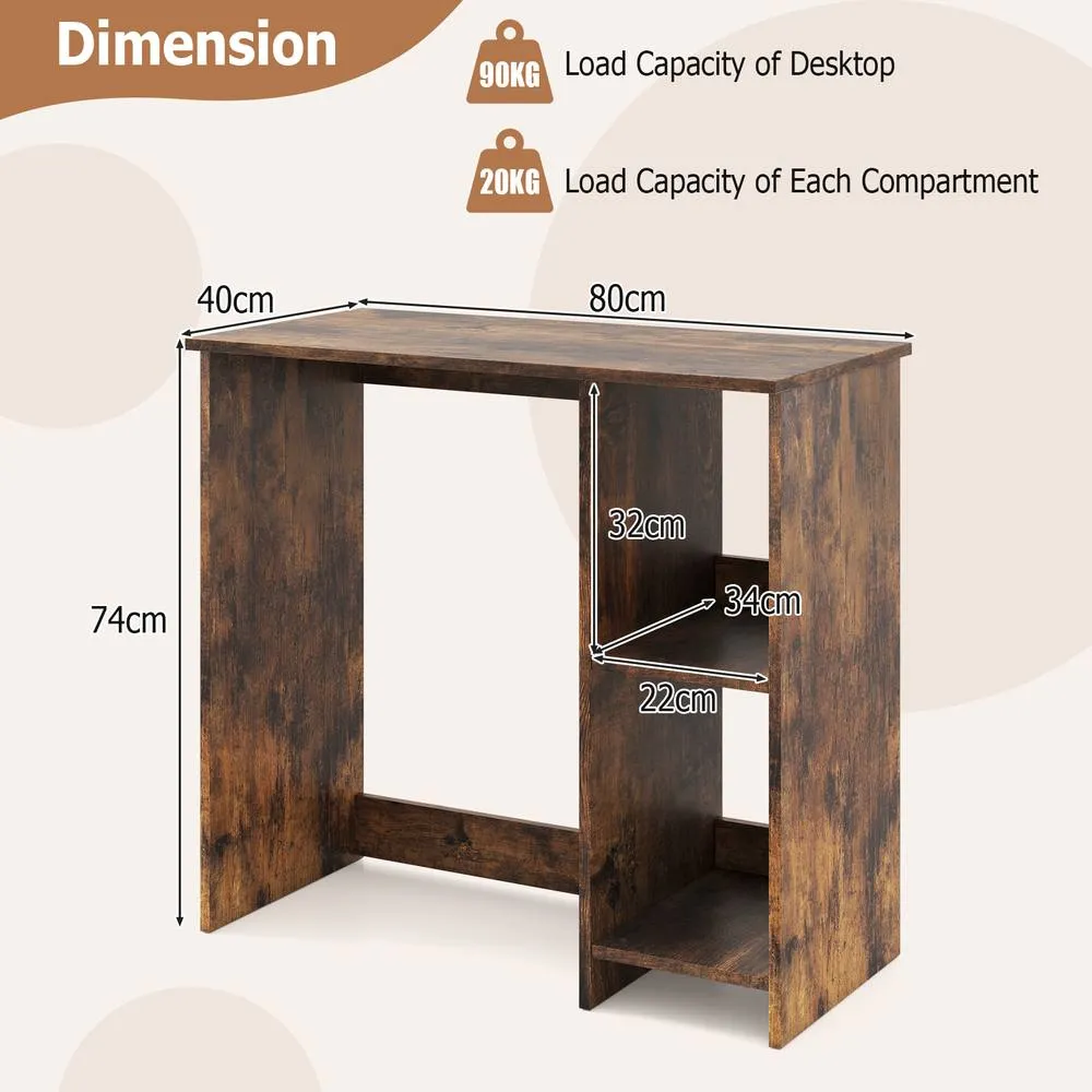 Costway Industrial Computer Desk 80 CM Home Office Desk Study Writing Desk in Brown 3