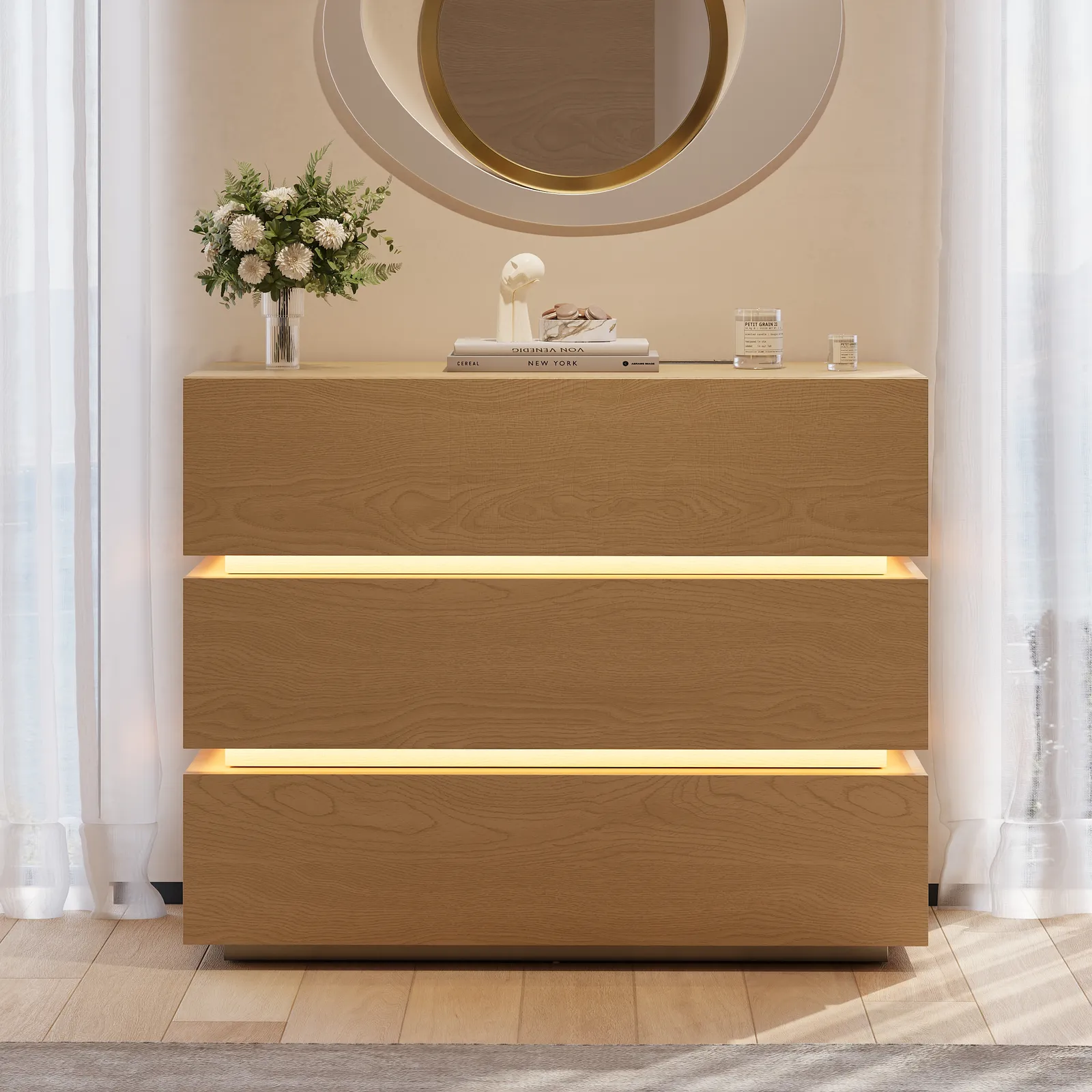 Lumio 39" LED 3-Drawer Chest with Charging Station