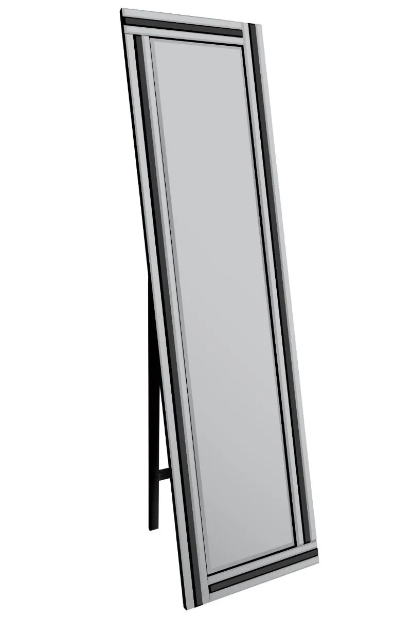 MirrorOutlet Triple Bevel Large Venetian Cheval Black & Mirror (150 X 40cm) in Silver 3