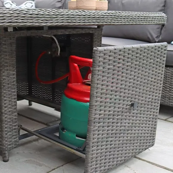 Paris 7 Piece Deluxe Modular Corner Dining Set with Square Firepit 4