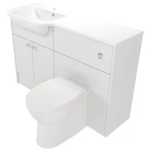 Deccado Benham Bright White Left Hand 1200mm Fitted Vanity & Toilet Pan Unit Combination with Left Hand Basin