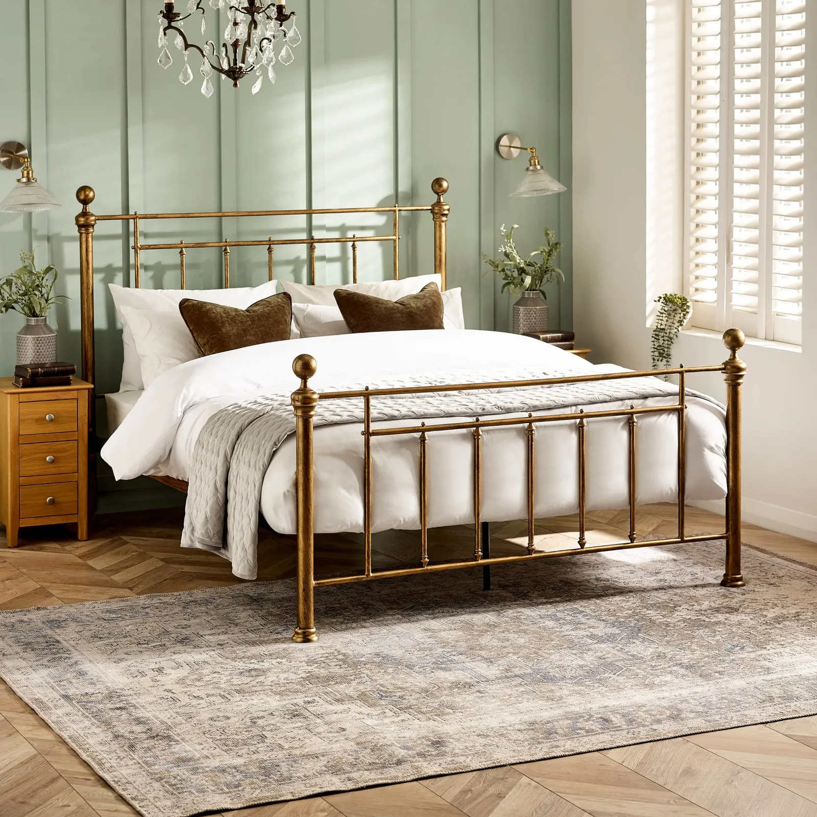 Aurelia - Double - Antique Style Bed - Antique Brass - Metal - 4ft6