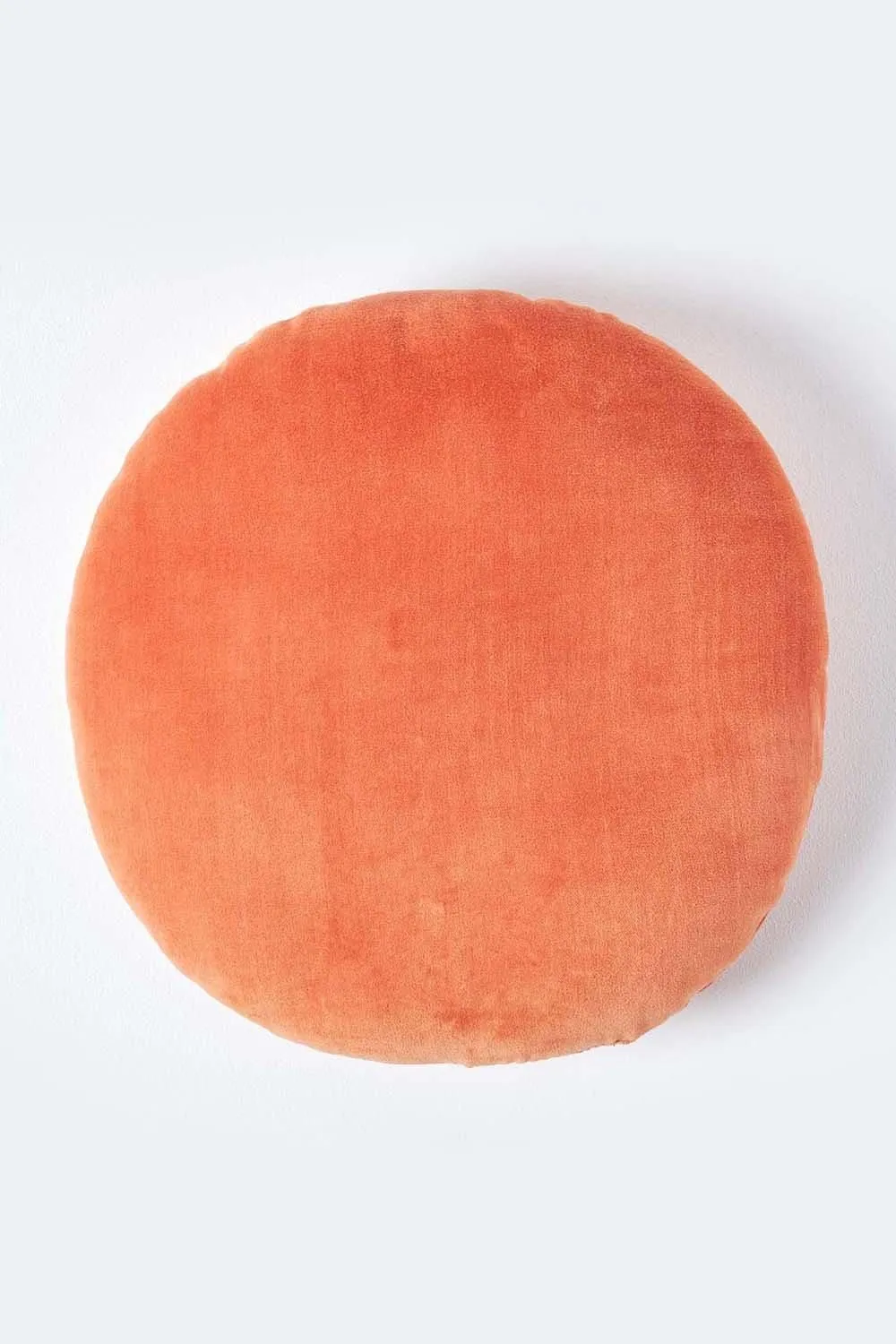 Homescapes Velvet Cushion, 40 cm Round in Burnt Orange 1