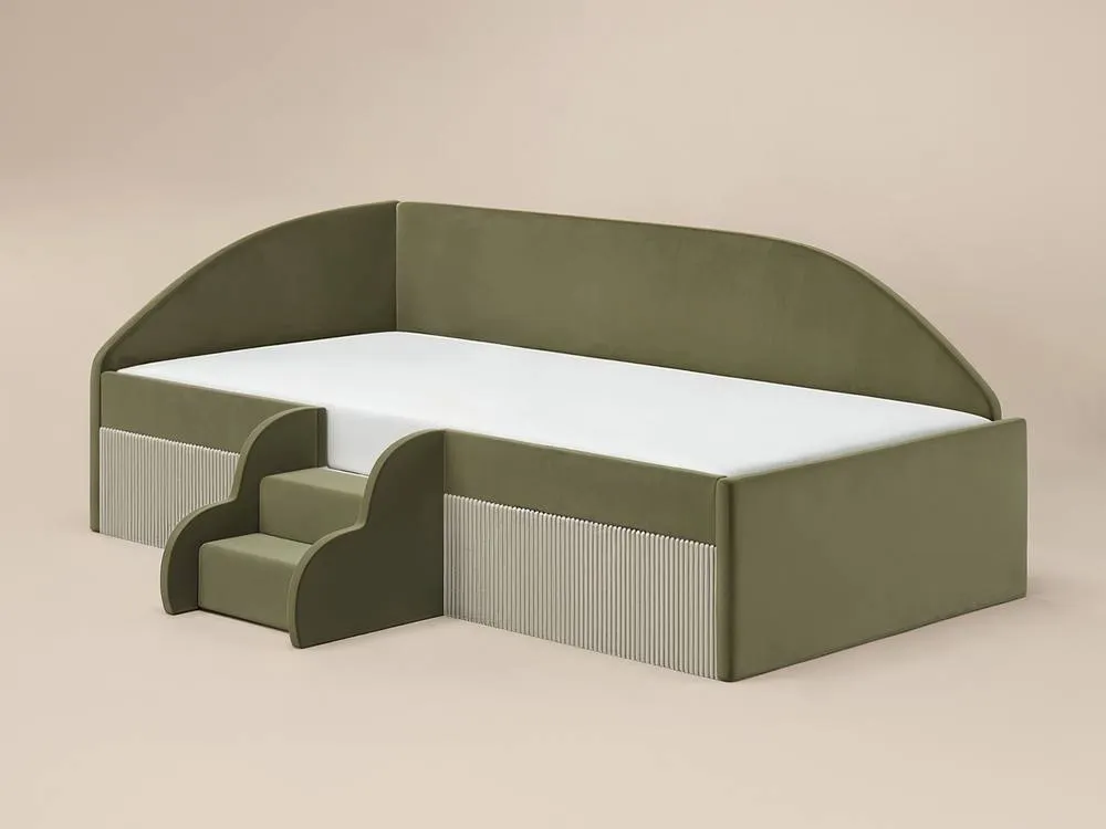 Flair Aviana Velvet Low Sleeper Bed with Beige Cord in Green 4