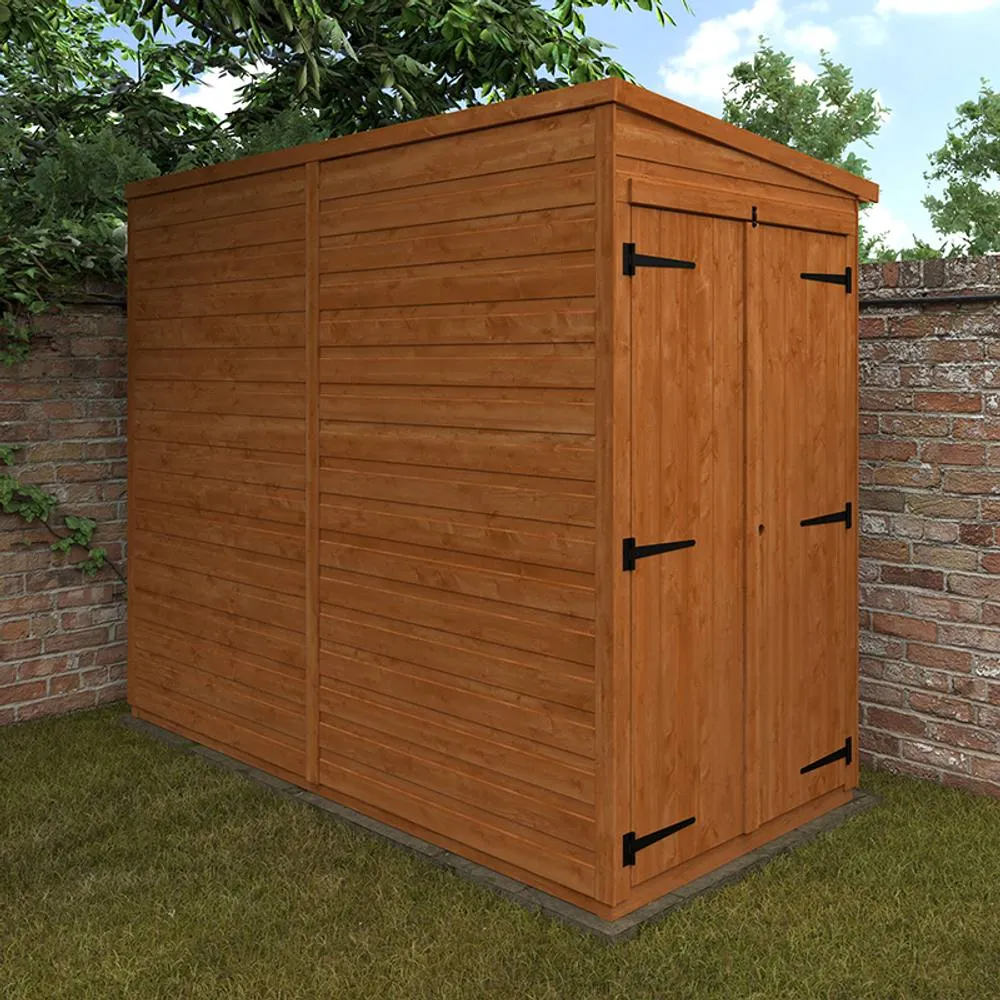 Buttercup Farm 8x4 Flex Pent Double Door Windowless 12mm Flex - L238.8xW115xH203 cm in Burnt Orange 2