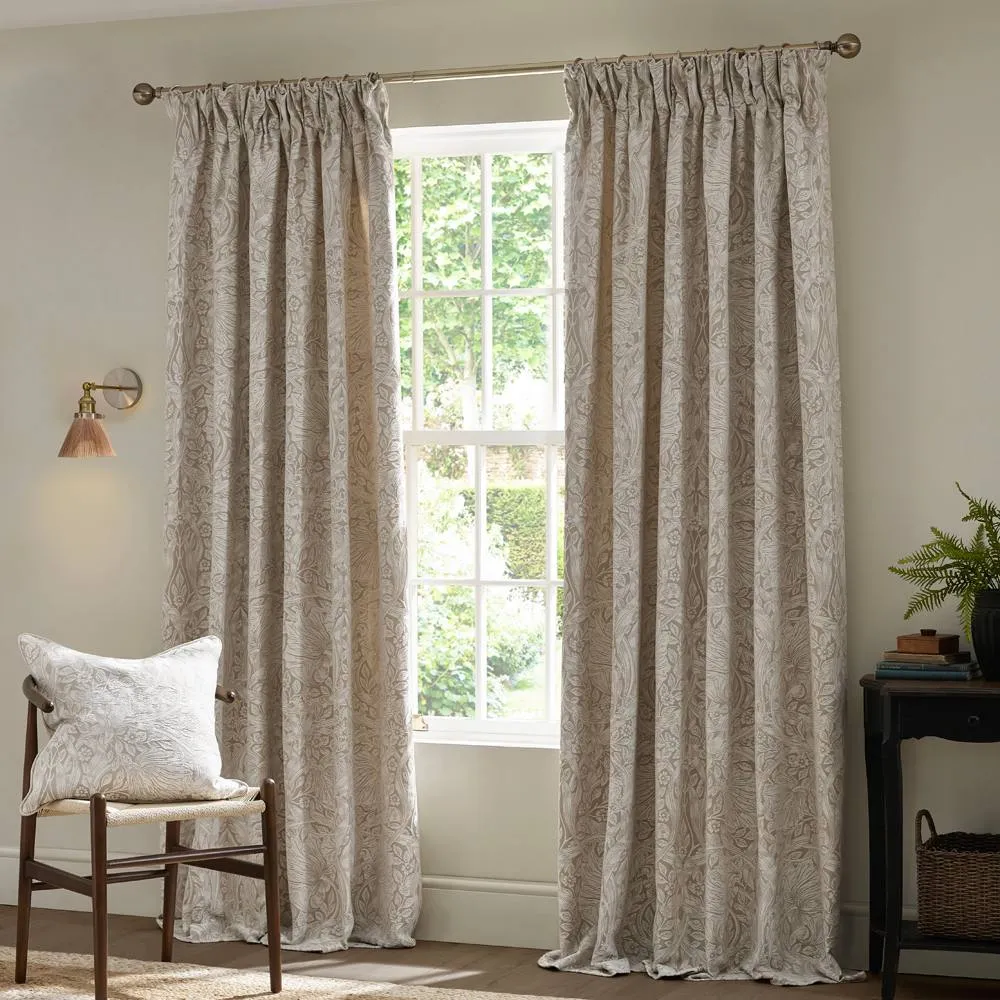 Morris & Co Pimpernel Jacquard Fully Lined Pencil Pleat Curtains in Cream 4