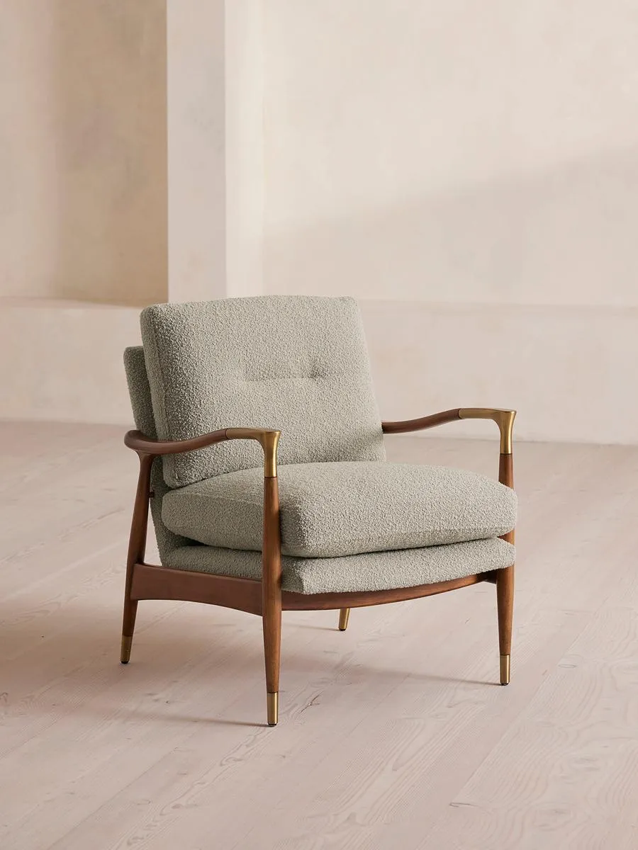 Theodore Armchair, Textured Wool Boucle, Pistachio