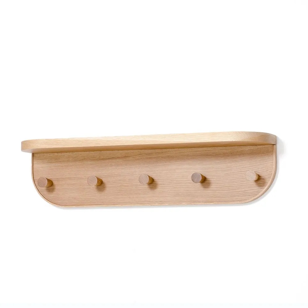 Wireworks Oak Shelf with Hooks 2