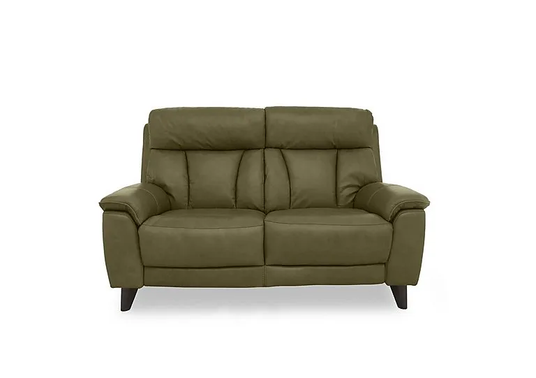 Dreamer 2 Seater Leather Sofa with Power Recliner - Olive Green