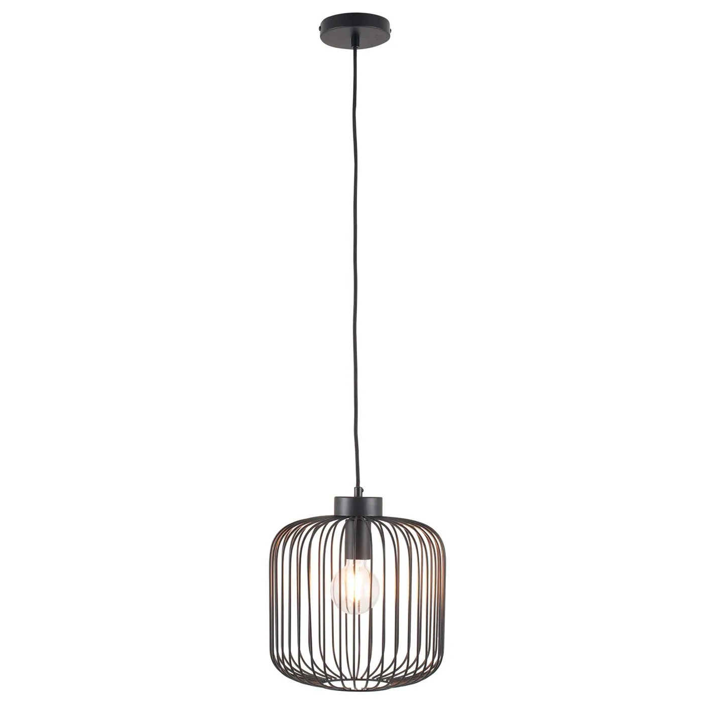 Metal Wire Pendant Light, Matt Black