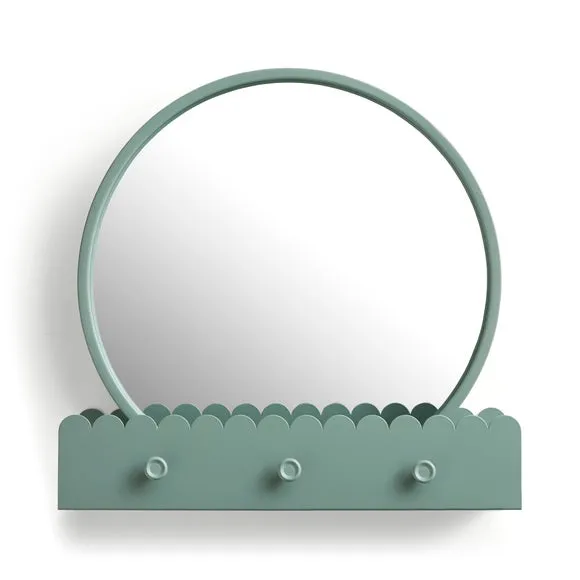 Remi Round Wall Mirror with Scalloped Shelf 3