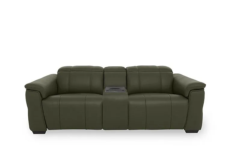 Inca NC Leather 3 Seater Power Recliner Sofa with Power Headrests and Fridge Console - Oslo Pine