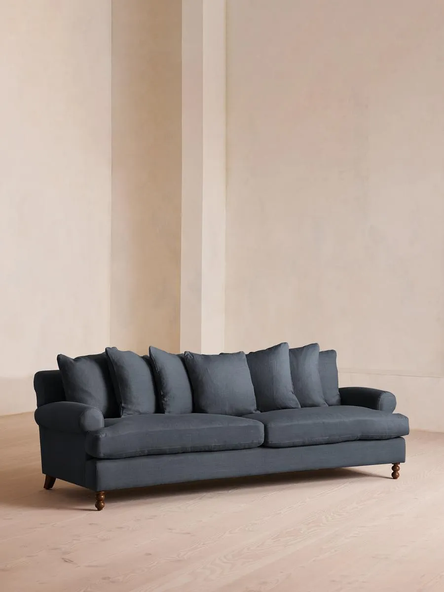 Audrey Four Seater Sofa, Linen, Indigo