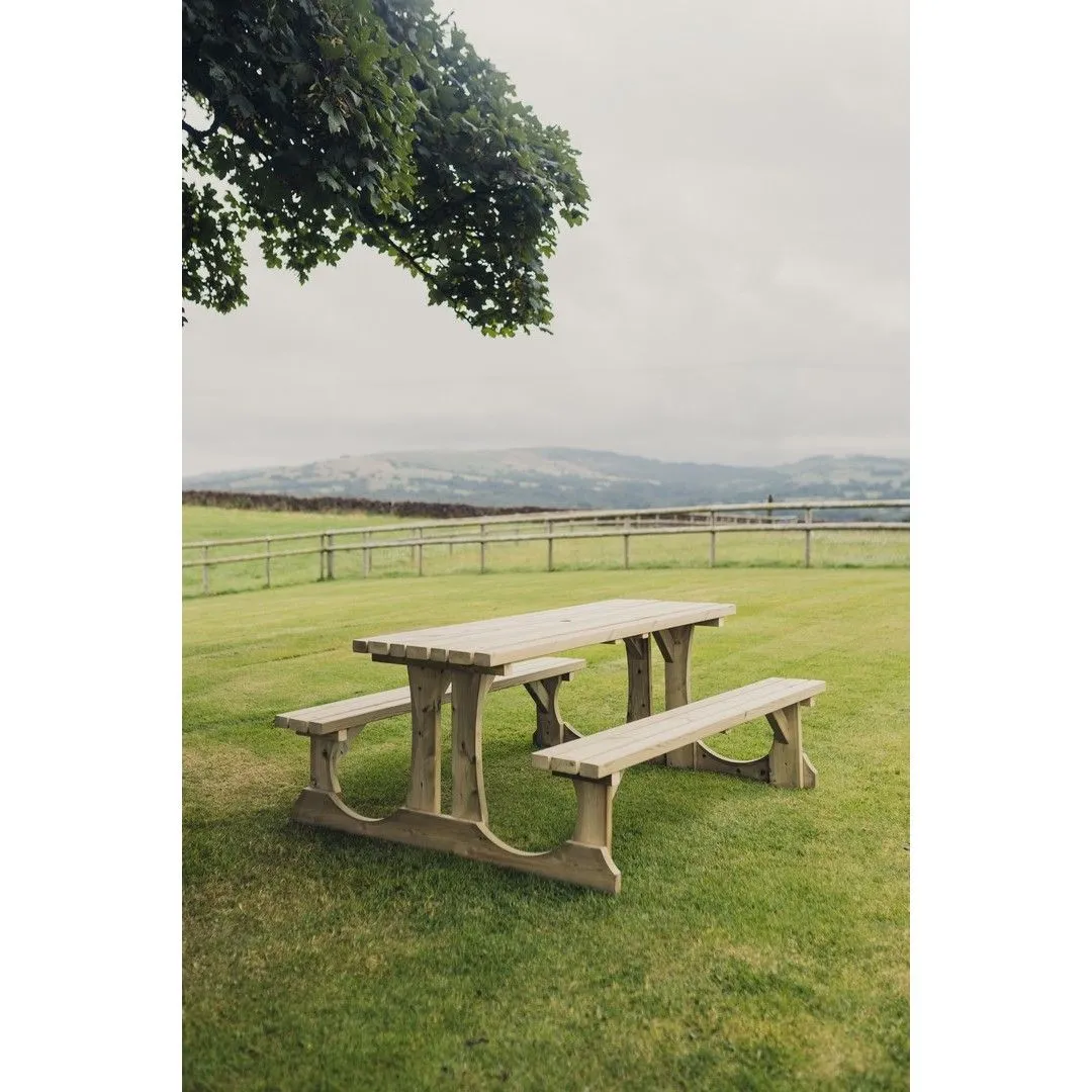 Churnet Valley Garden Furniture Ltd Lunar Picnic Table - L180 x W153 x H76 cm - Partially Assembled in Brown