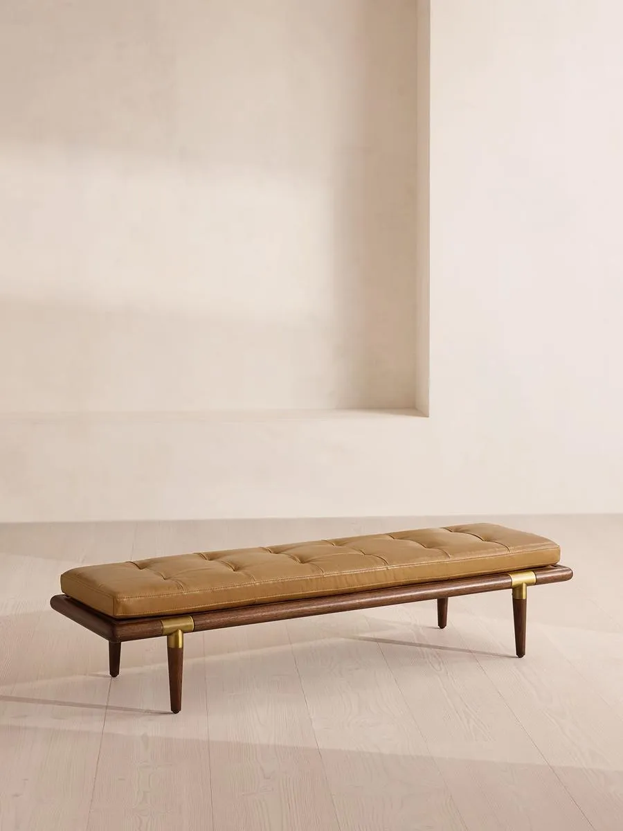 Theodore Bench, Leather, Honey