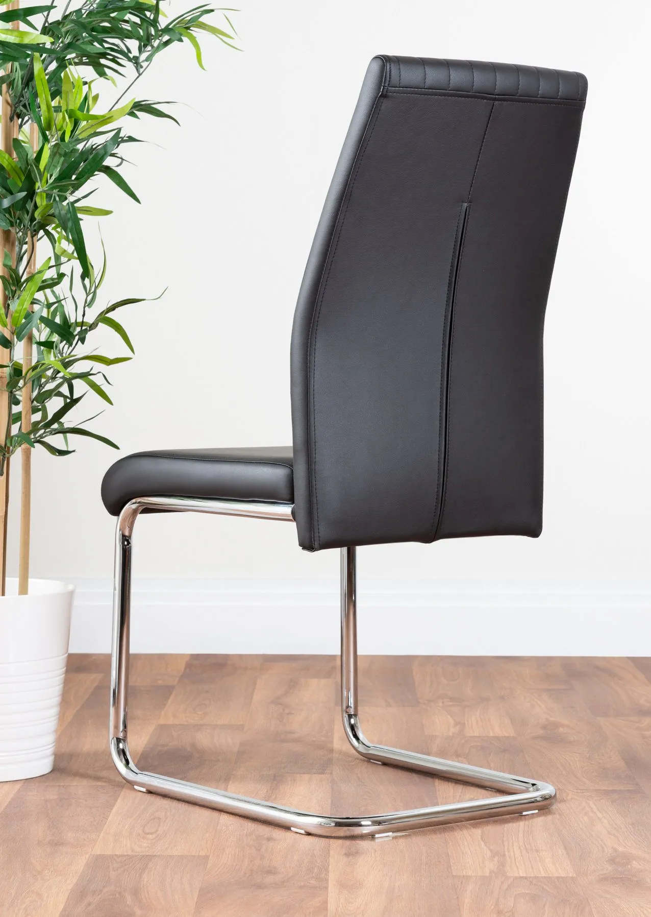 FurnitureboxUK 2x Lorenzo Faux Leather Chrome Dining Chairs in Grey 5
