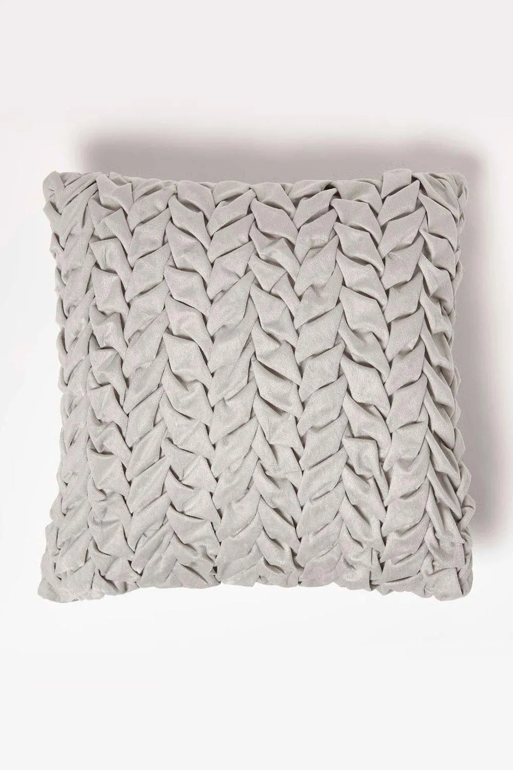 Homescapes Grace Pleated Velvet Cushion in Grey