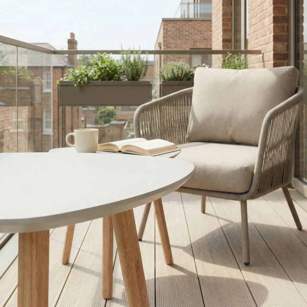 Nöa and Nani Malme Small Outdoor Side Table for Balcony & Patio in White in Light Grey 2