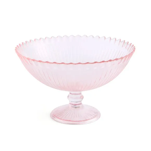 Pink Fluted Glass Footed Bowl 3