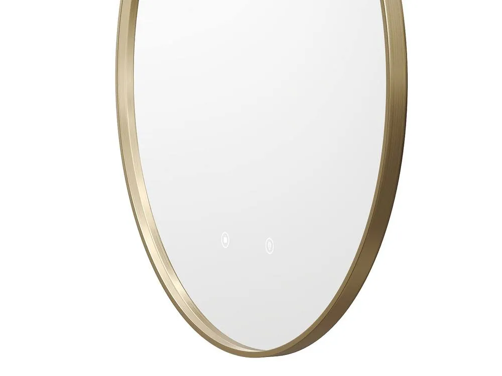 Vente-unique Round Illuminated Anti-Mist Bathroom Mirror With Gold Surround - D60 5