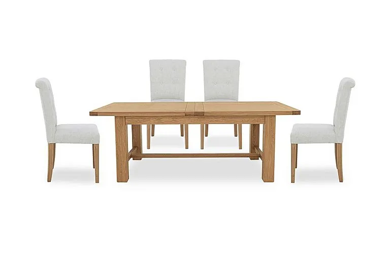 Augusta Large Rectangular Extending Dining Table and 4 Roll Back Upholstered Chairs