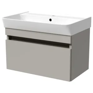 Wickes Easton Pebble Grey 1 Drawer Wall Hung Vanity Unit - 430 x 600mm