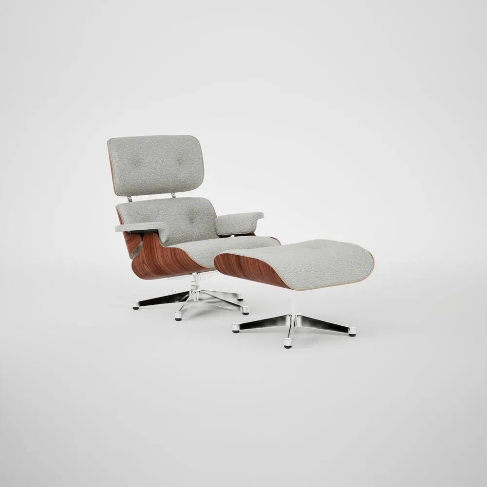 Vitra Eames Lounge Chair & Ottoman Santos Palisander Cont. Nubia 06 Cream Sierra Grey Polished Base 05 1