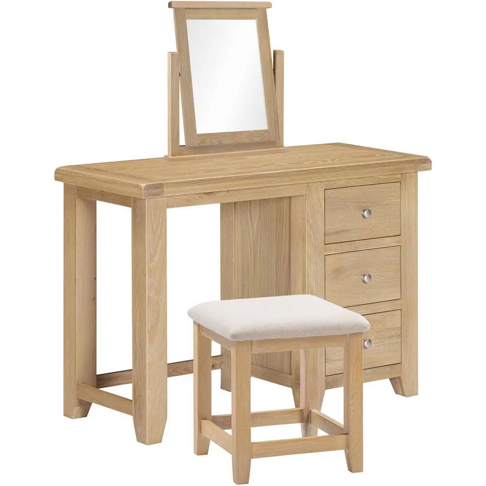 Seconique Windsor 3 Drawer Dressing Table Set - Natural Oak in Light Oak