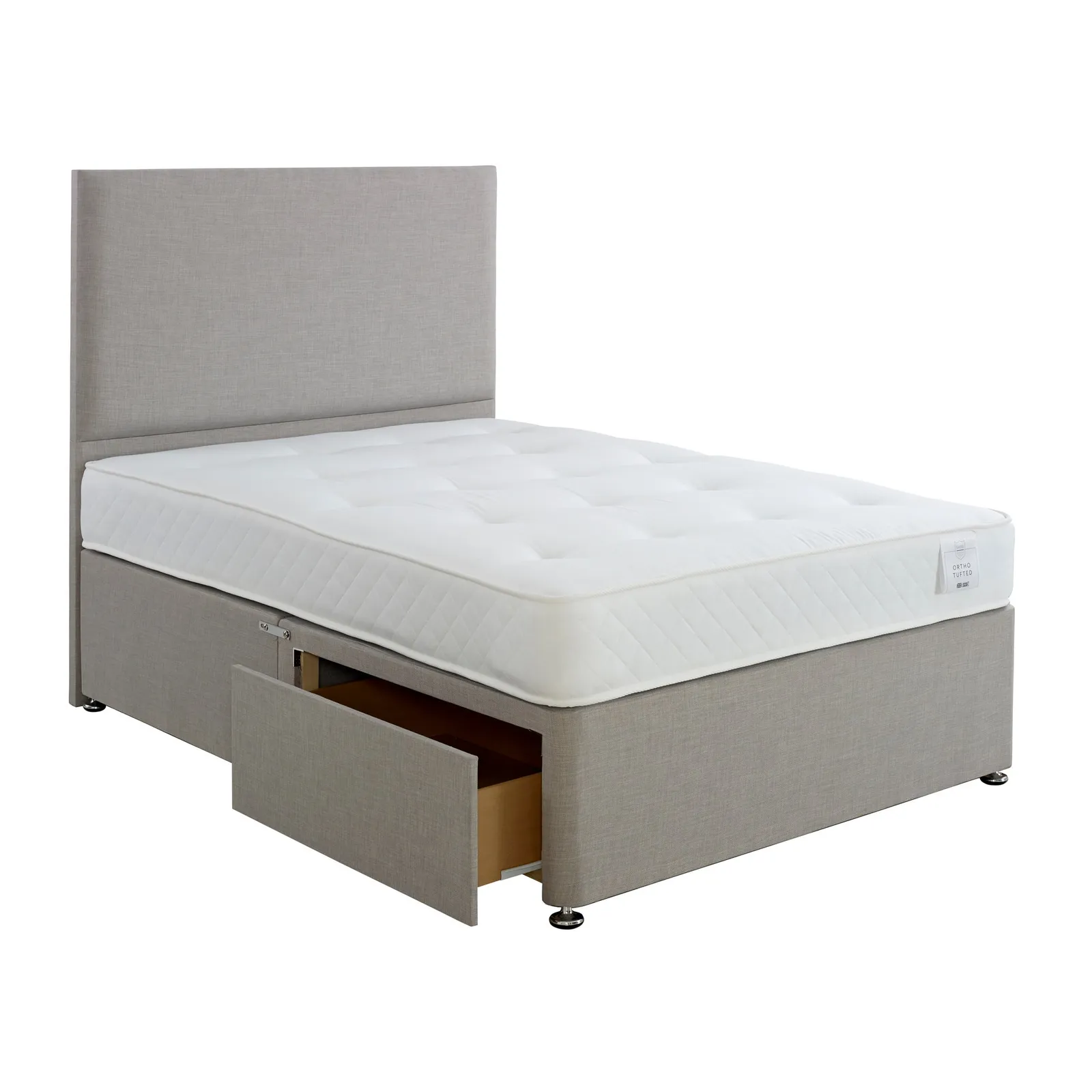 Superior Comfort Divan Bed with Mattress Grey