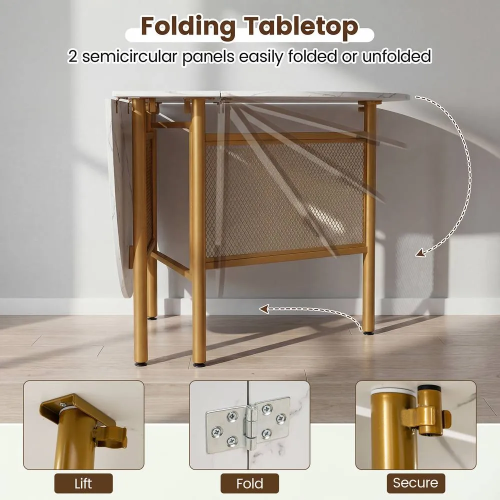 Costway Modern Writing Table 150 CM Folding Dining Table for 6-8 People in White 5