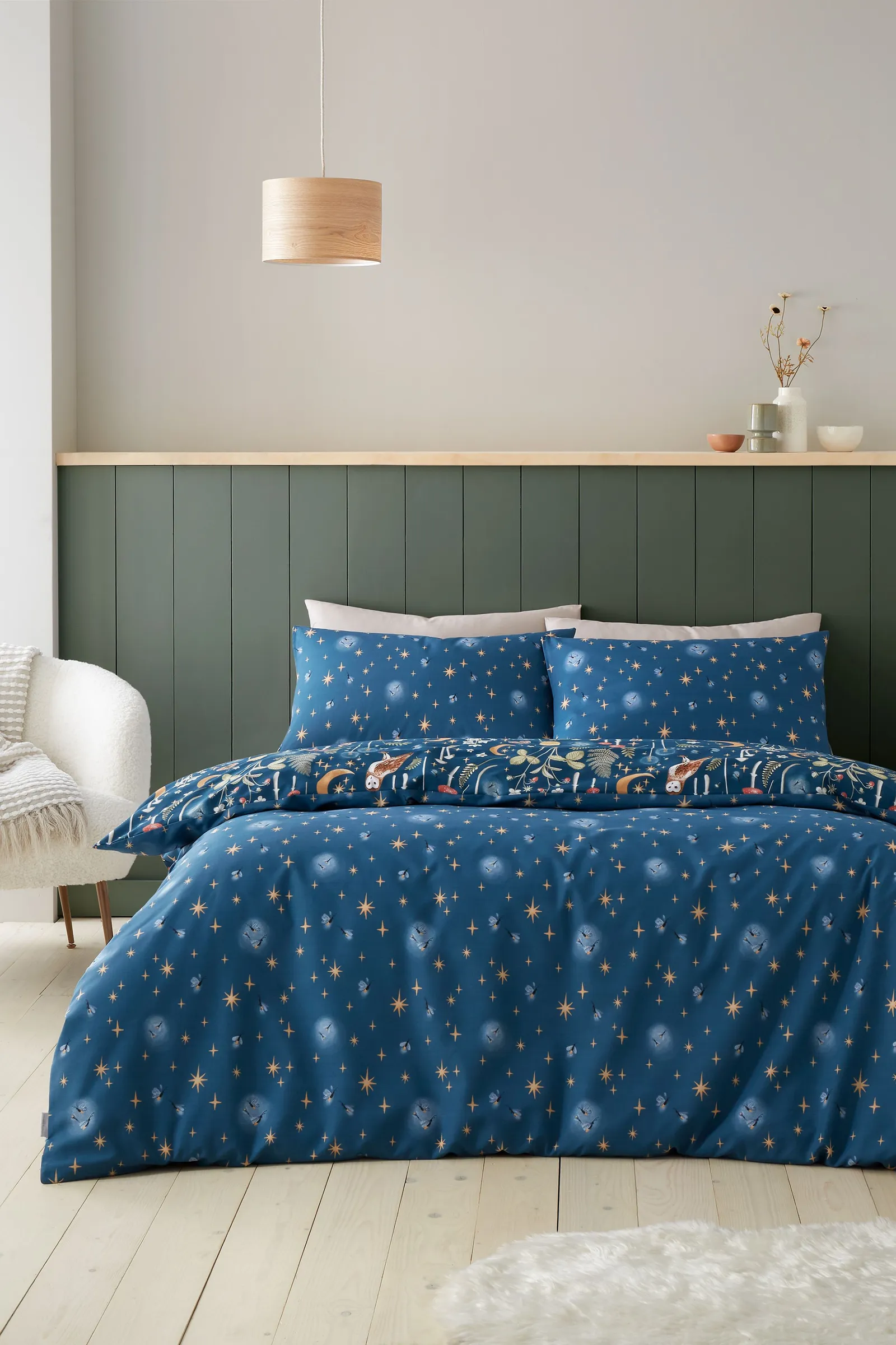 Catherine Lansfield 'Enchanted Twilight Animals' Reversible Duvet Cover Set in Navy 2