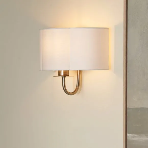 Pacific Lifestyle Seraphine Matt Metal and White Fx Silk Scallop Half Shaded WallLight 2