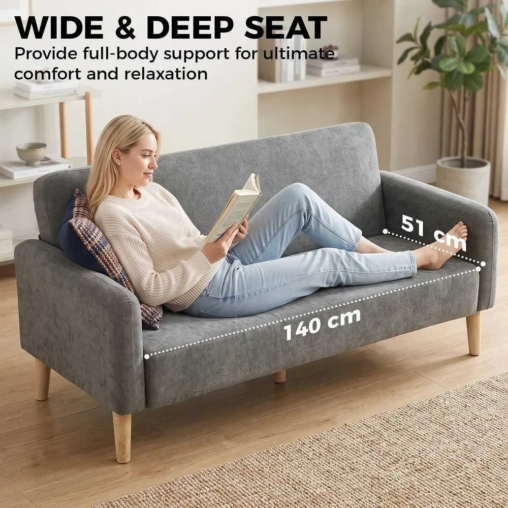 HOMCOM 2 Seater Sofa, Velvet Small Couch with Plush Backrest, Grey 6