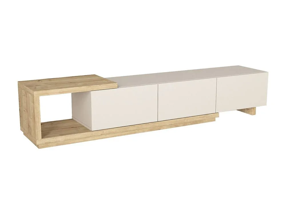 Vente-unique TV Unit With 3 Drawers & 1 Open Shelf - Beige & Light Natural 5