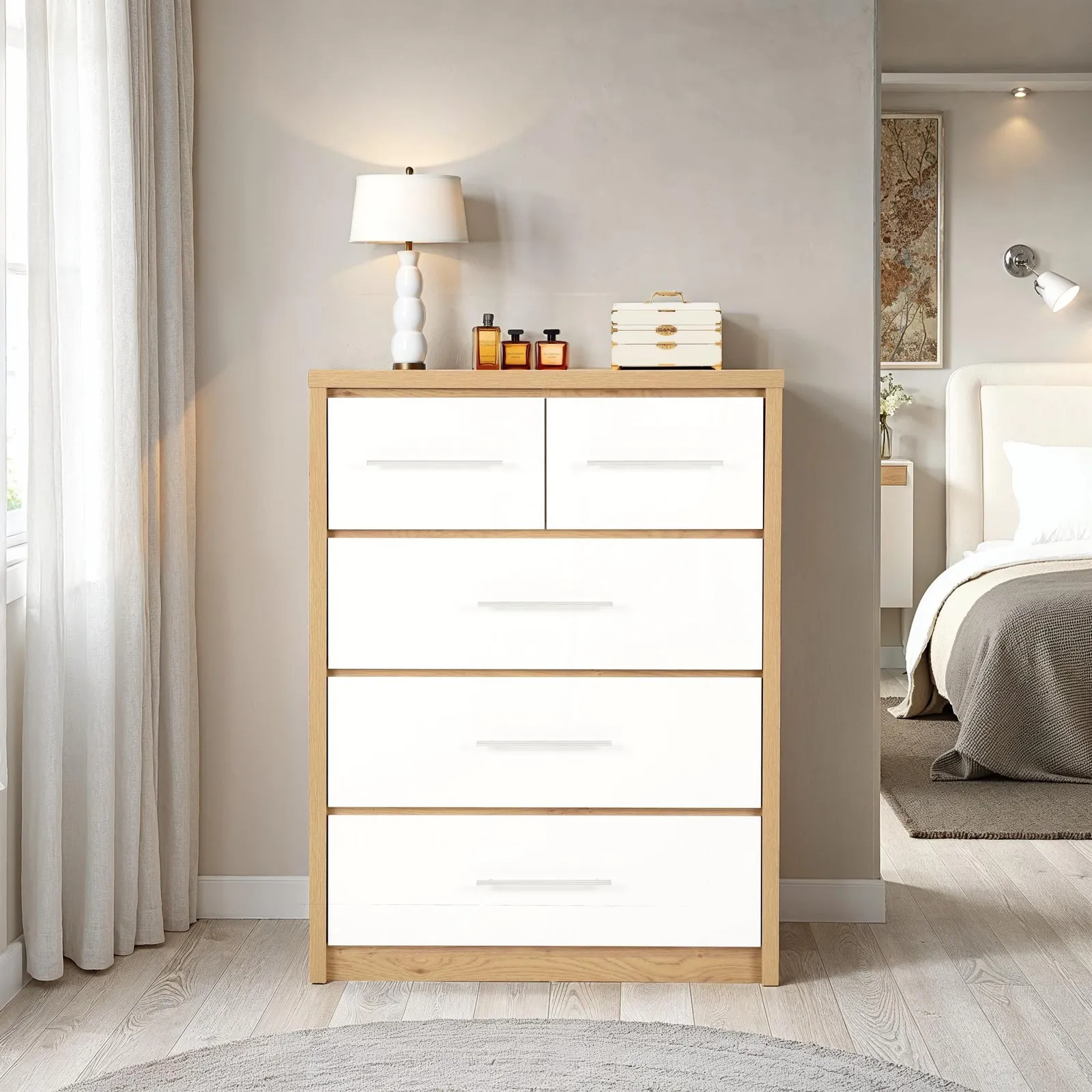 Seconique Seville 3+2 Drawer Chest in White 1
