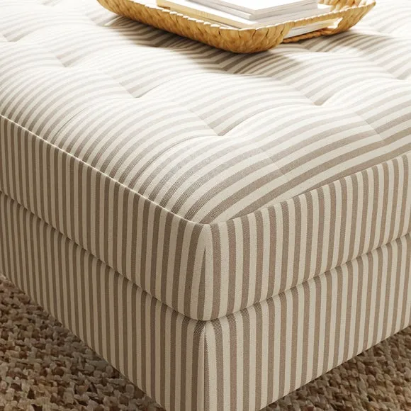 Zoe Pinstripe Fabric Square Storage Footstool 4
