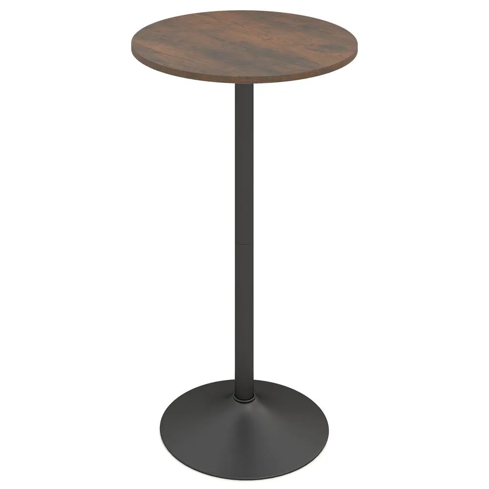 Costway Round Bistro Table Height Adjustable Cocktail Table Pub Snack Table in Brown 3