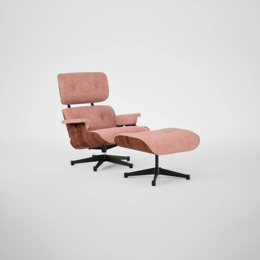 Vitra Eames Lounge Chair & Ottoman Santos Palisander Cont. Nubia 07 Ivory Peach Polished Black Base 05 1