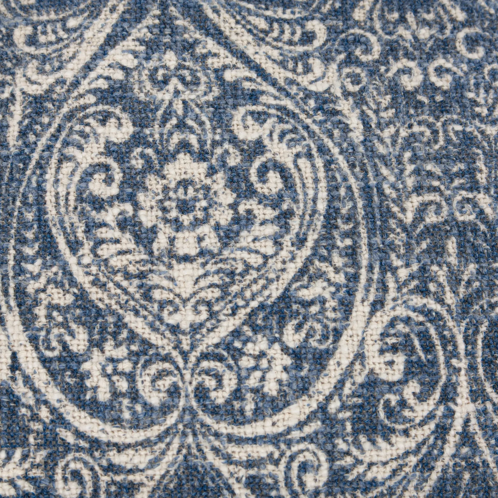 Paoletti Durelle 100% Cotton Paisley Fringed Cushion in Mid Blue 5