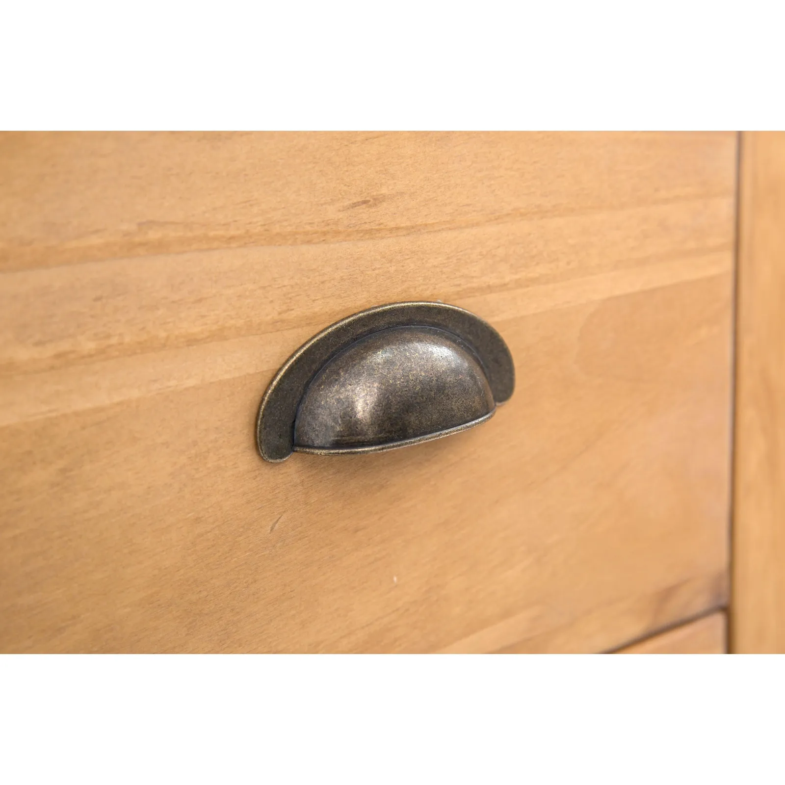 Cabinet Bits Lucca 5 Drawer Chest of Drawers Brass Cup Handle in Light Brown 6