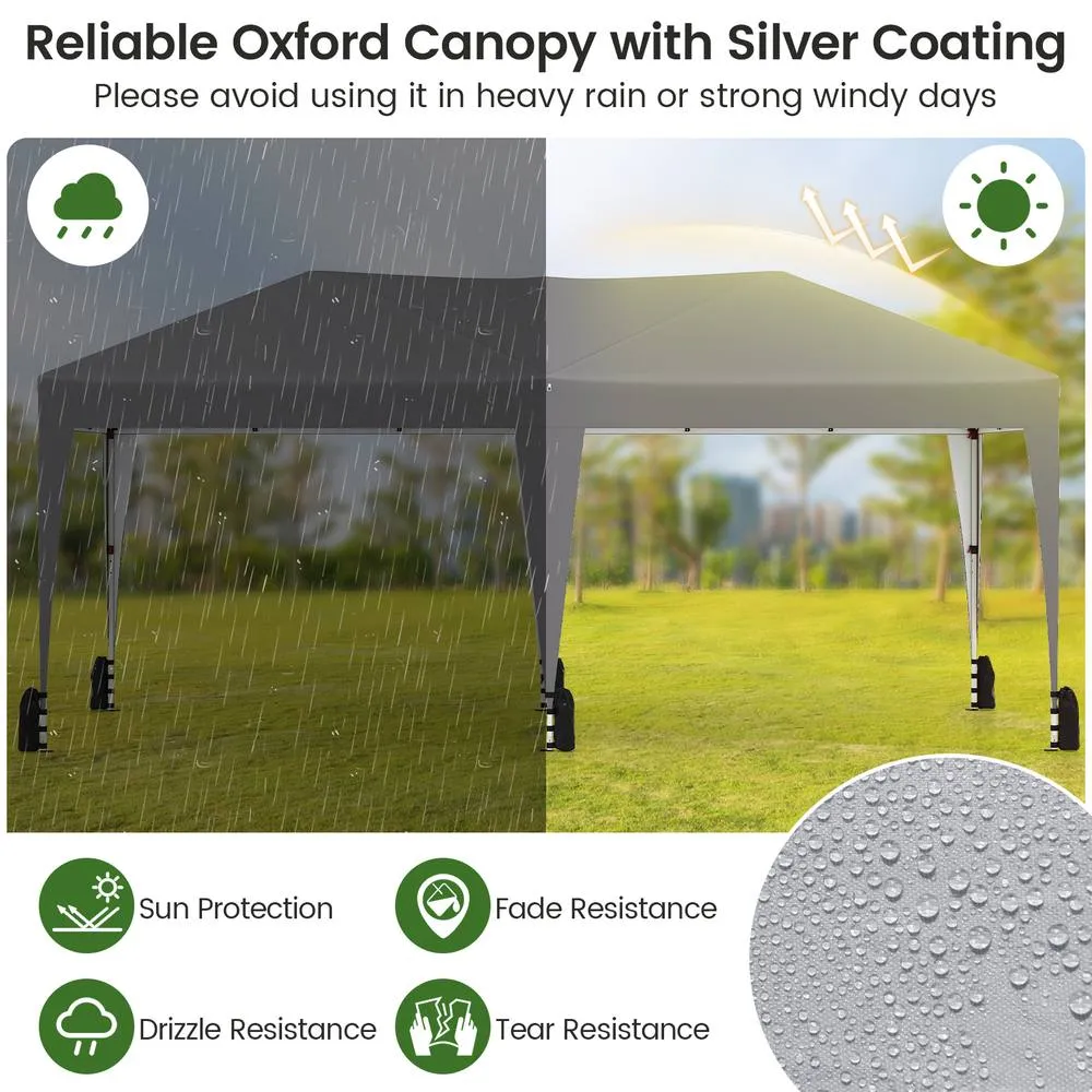 Costway 590x300 CM Pop up Canopy Tent Foldable Patio Shelter w/ Wheeled Bag in Grey 4