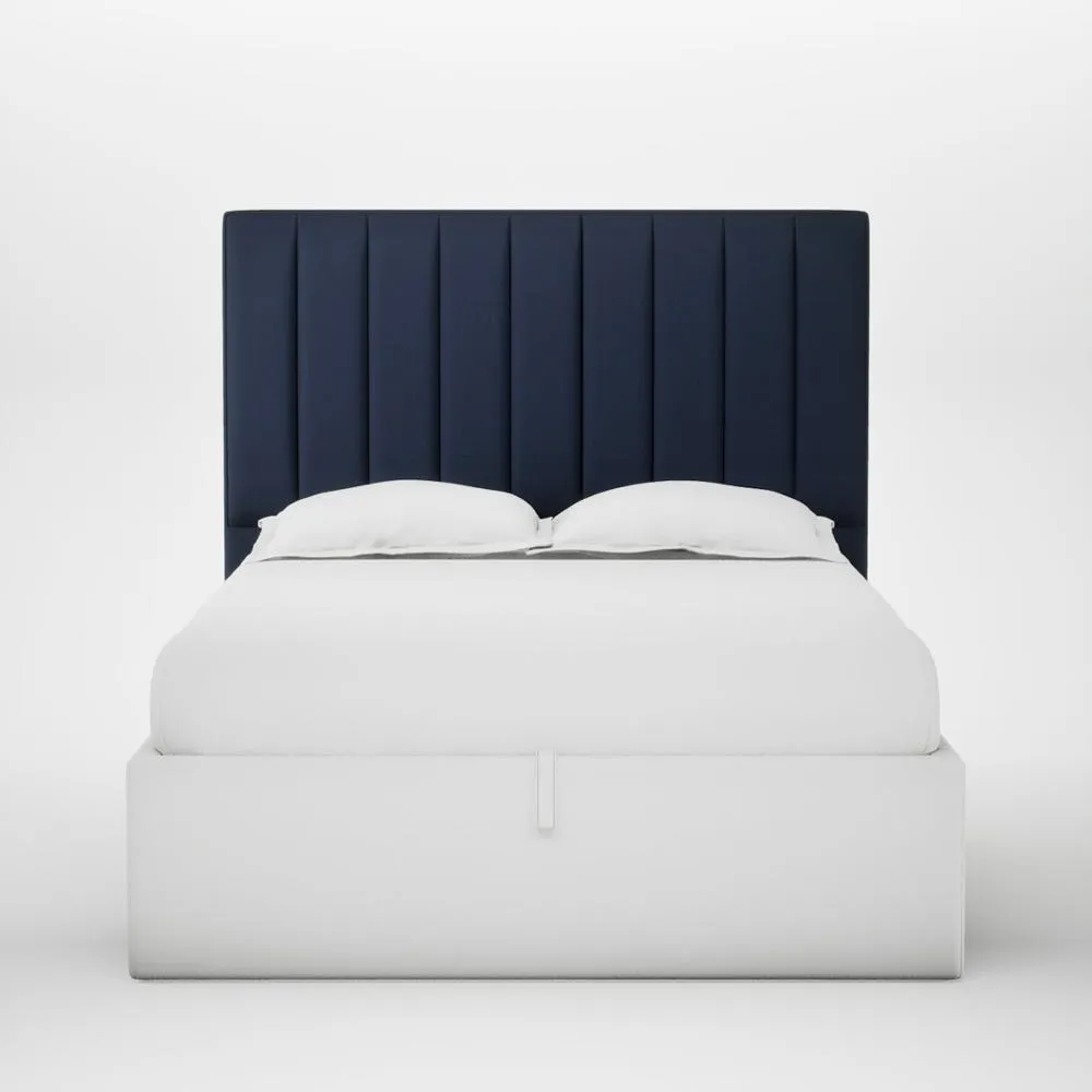 Heal's Retta Headboard Lift Storage Double Smart Cotton Linen Indigo 1