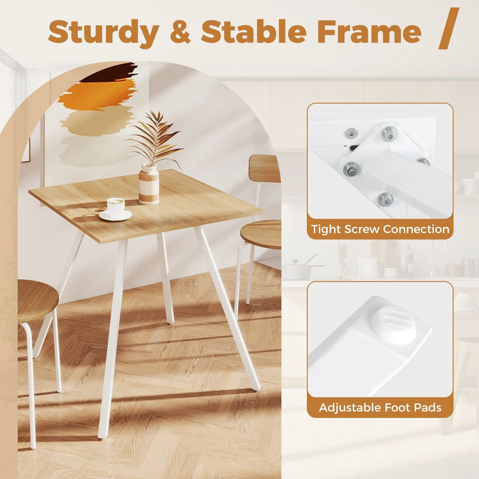 Costway 3-Piece Kitchen Dining Room Furniture Dining Table Set for 2 in White 5